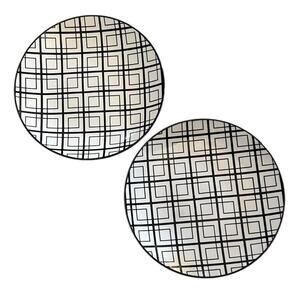 2 Dover & York Black On White Salad Dessert Plates Geometric Pattern Replacment